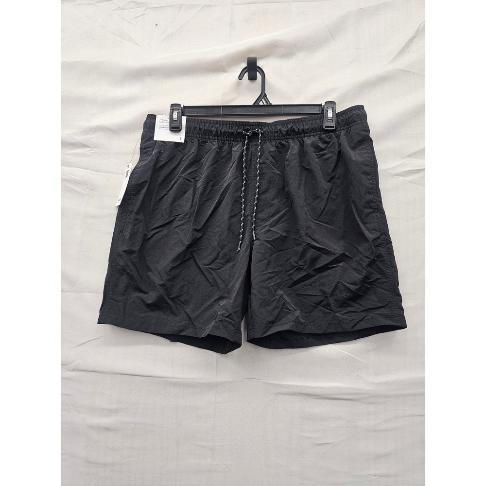 Goodfellow & Co Mens 7 Inch Swim Shorts Black Nylon Blend Casual Size Large